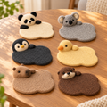 Animal Wool Felt Coasters Set, Panda Koala Penguin Duck Capybara Otter Mug Mats, 10cm