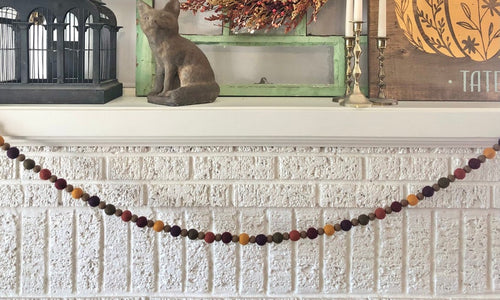 Fall Felt Ball Garland – Brown & Multicolored Wool Fireplace Mantel Decoration