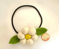 Colorful Felt Flower Hair Ties Set of 3, Handmade Floral Hair Accessories, 2-2.5 Inch Flowers