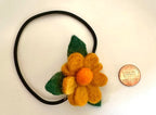 Colorful Felt Flower Hair Ties Set of 3, Handmade Floral Hair Accessories, 2-2.5 Inch Flowers