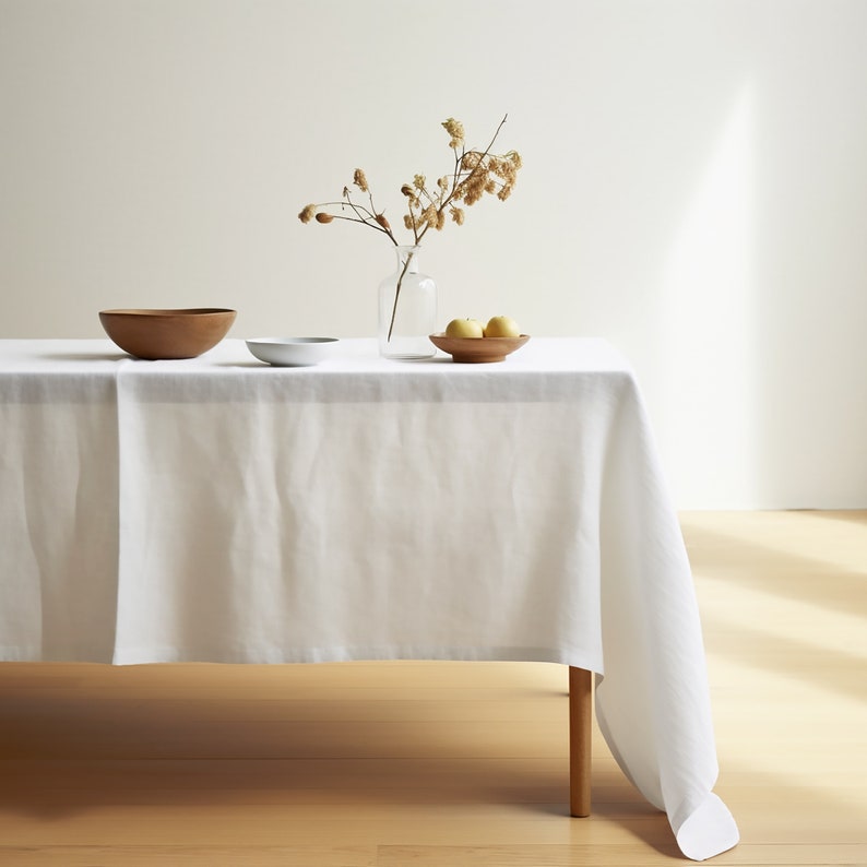 Linen Tablecloth in Burgundy – Rustic Rectangle or Square Fall Dining Table Cover, Washable