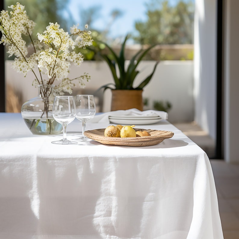 Linen Tablecloth in Burgundy – Rustic Rectangle or Square Fall Dining Table Cover, Washable