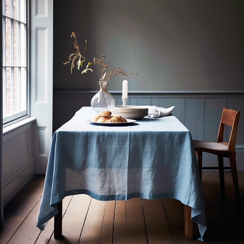 Linen Tablecloth in Burgundy – Rustic Rectangle or Square Fall Dining Table Cover, Washable