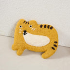 Handmade Nepal Wool Felt Cat Design Coffee Coasters, Set of 4, 4.3-5 Inch