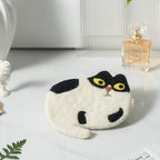 Handmade Nepal Wool Felt Cat Design Coffee Coasters, Set of 4, 4.3-5 Inch
