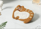 Handmade Nepal Wool Felt Cat Design Coffee Coasters, Set of 4, 4.3-5 Inch