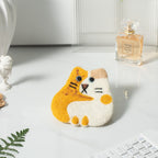 Handmade Nepal Wool Felt Cat Design Coffee Coasters, Set of 4, 4.3-5 Inch
