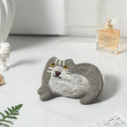 Handmade Nepal Wool Felt Cat Design Coffee Coasters, Set of 4, 4.3-5 Inch