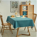Avocado Green Waterproof Tablecloth with Tassel Edge Option for Dining, Stain-Resistant Outdoor Table Cover, Solid Color