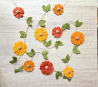 Wool Felt Daisy Chain Garland, Honey Rust Orange, Fall Autumn Decor, 2ft-10ft