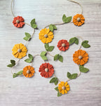 Wool Felt Daisy Chain Garland, Honey Rust Orange, Fall Autumn Decor, 2ft-10ft