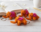 Wool Felt Elephant Keychain with Beaded Saddle and Jingle Bell, 10 cm Handcrafted Bag Charm