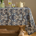 Linen-Textured Tablecloth, Extra Wide Botanical Arts and Crafts Floral Table Cover, Rectangle Square Round Dining Tablecloth