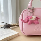 Wool Felt Elephant Keychain with Beaded Saddle and Jingle Bell, 10 cm Handcrafted Bag Charm