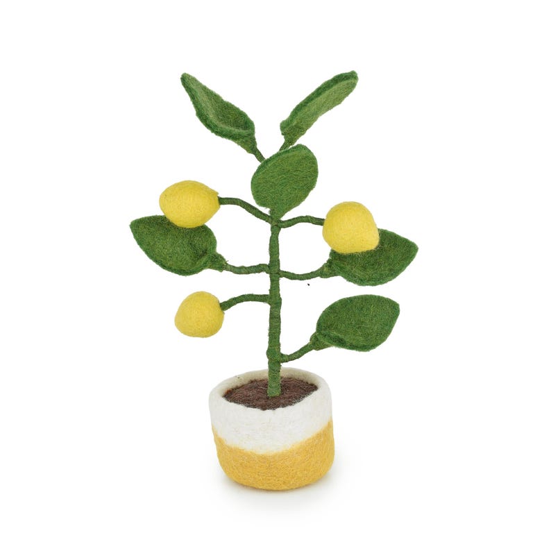 Handmade Felt Lemon Tree Standing Decor 19 x 6 cm Yellow Green Two-Tone Pot