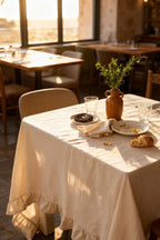 Linen Cotton Ruffle Tablecloth Rectangle or Round Vintage Boho Farmhouse Dining