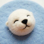 Wool Felt Seal Coaster, Needle Felted Animal Mug Mat, Round Natural Texture Table Decor