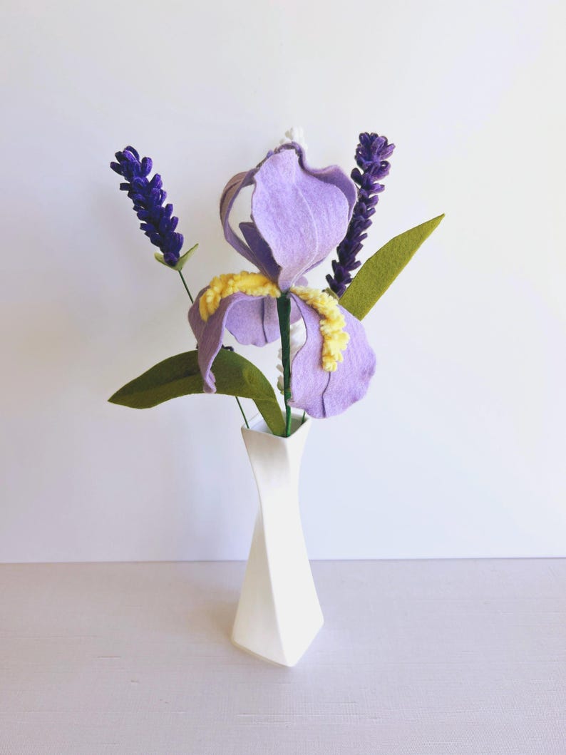Wool Felt Lavender Stems – Soft Purple Botanical Decor, 3 Pack – Felt Flowers for Bouquet