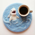 Wool Felt Shark Coaster, Nautical Mug Rug, Handmade Desk Decor, Ocean Theme Gift