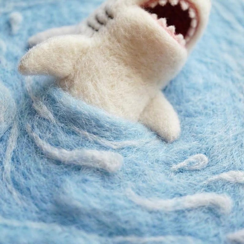 Wool Felt Shark Coaster, Nautical Mug Rug, Handmade Desk Decor, Ocean Theme Gift