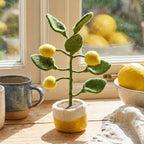 Handmade Felt Lemon Tree Standing Decor 19 x 6 cm Yellow Green Two-Tone Pot