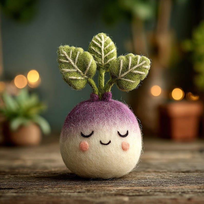 Needle Felted Fruit and Vegetable Figurines, Wool Fiber Art Sculptures, 8-10 cm Kitchen Decor