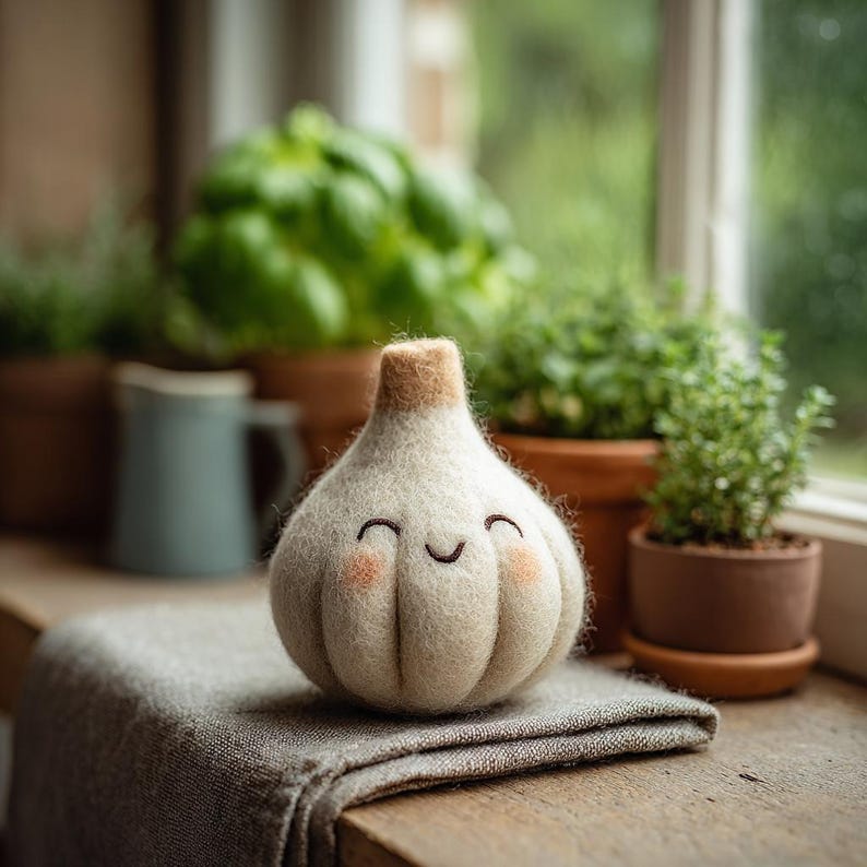 Needle Felted Fruit and Vegetable Figurines, Wool Fiber Art Sculptures, 8-10 cm Kitchen Decor