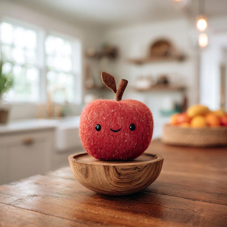 Needle Felted Fruit and Vegetable Figurines, Wool Fiber Art Sculptures, 8-10 cm Kitchen Decor