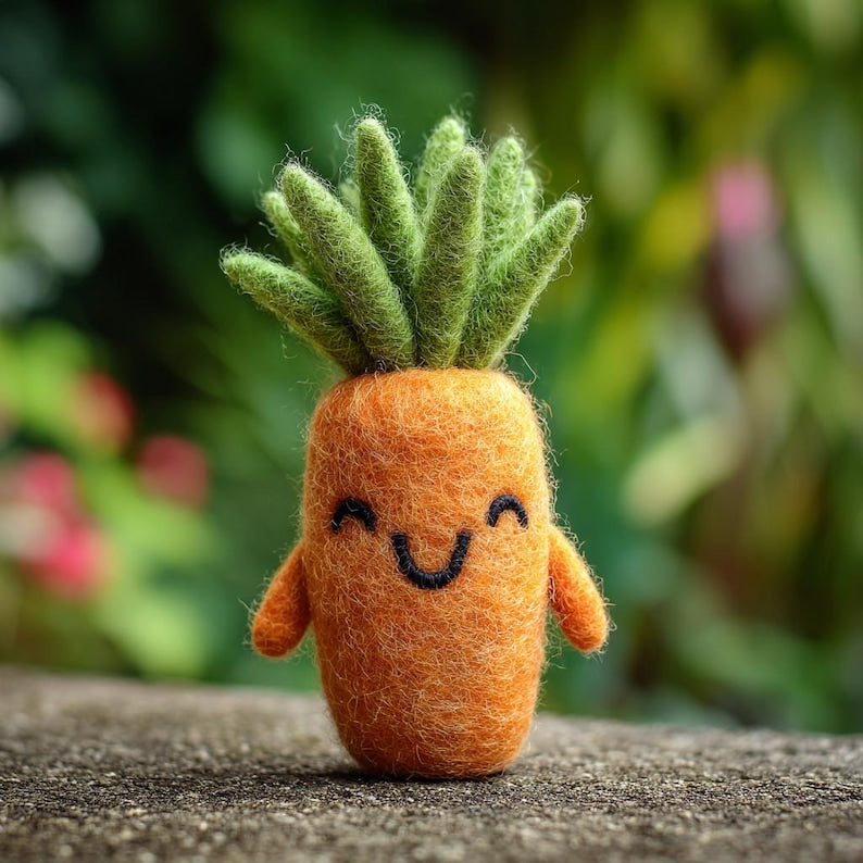 Needle Felted Fruit and Vegetable Figurines, Wool Fiber Art Sculptures, 8-10 cm Kitchen Decor