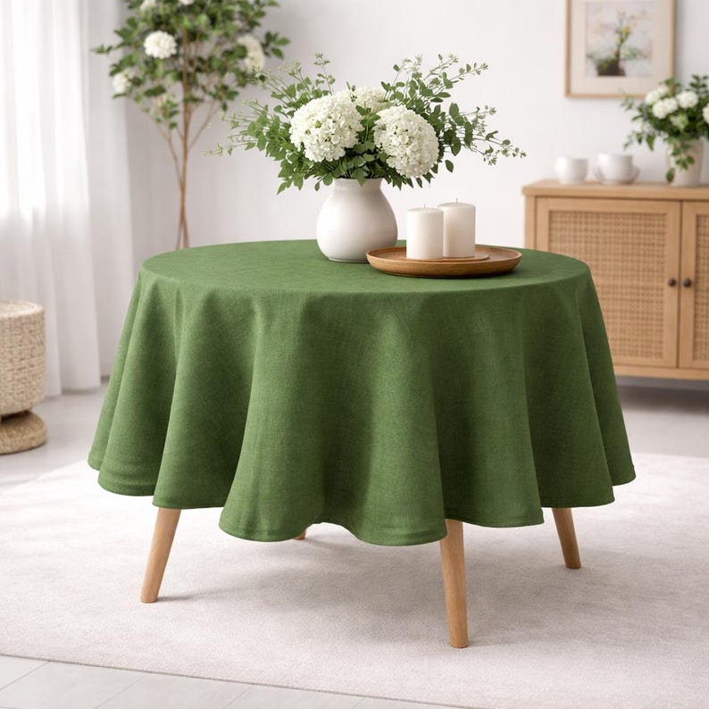 Washed Linen Tablecloth for Wedding and Farmhouse Dining Table Decor