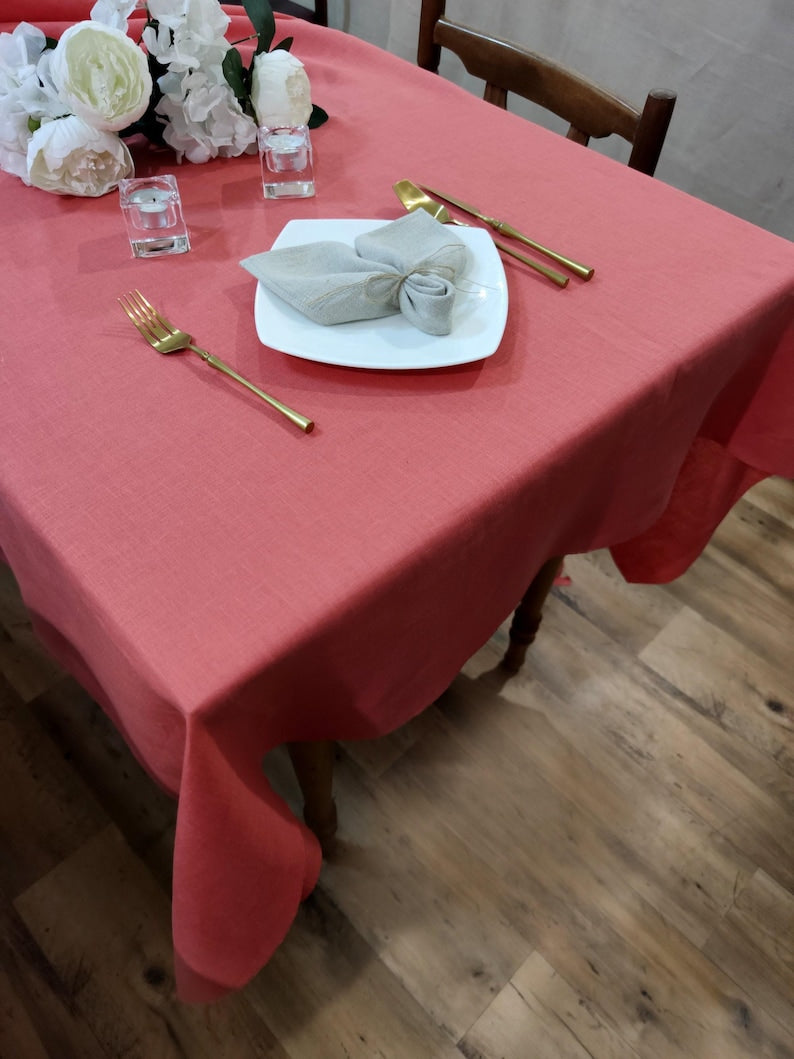 Washed Linen Tablecloth for Wedding and Farmhouse Dining Table Decor