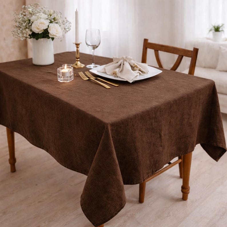 Washed Linen Tablecloth for Wedding and Farmhouse Dining Table Decor