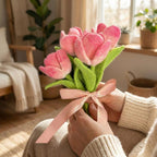 Handmade Needle Felted Wool Flower Bouquet - Forever Flowers for Vase Decor, Floral Gift