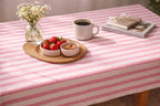 Striped Linen Tablecloth | Farmhouse Dining Table Cover | Rustic Cotton-Linen Table Linen for Rectangular Square Round Tables