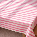 Striped Linen Tablecloth | Farmhouse Dining Table Cover | Rustic Cotton-Linen Table Linen for Rectangular Square Round Tables