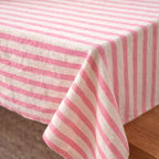 Striped Linen Tablecloth | Farmhouse Dining Table Cover | Rustic Cotton-Linen Table Linen for Rectangular Square Round Tables