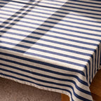 Striped Linen Tablecloth | Farmhouse Dining Table Cover | Rustic Cotton-Linen Table Linen for Rectangular Square Round Tables