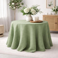 Sage Green Round Linen Tablecloth for Wedding, Washed Linen Table Cloth, 40 Colors, Rectangular Square Oval Round