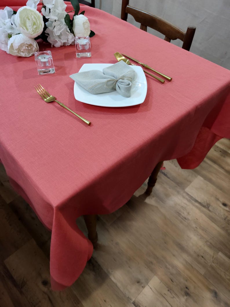 Sage Green Round Linen Tablecloth for Wedding, Washed Linen Table Cloth, 40 Colors, Rectangular Square Oval Round