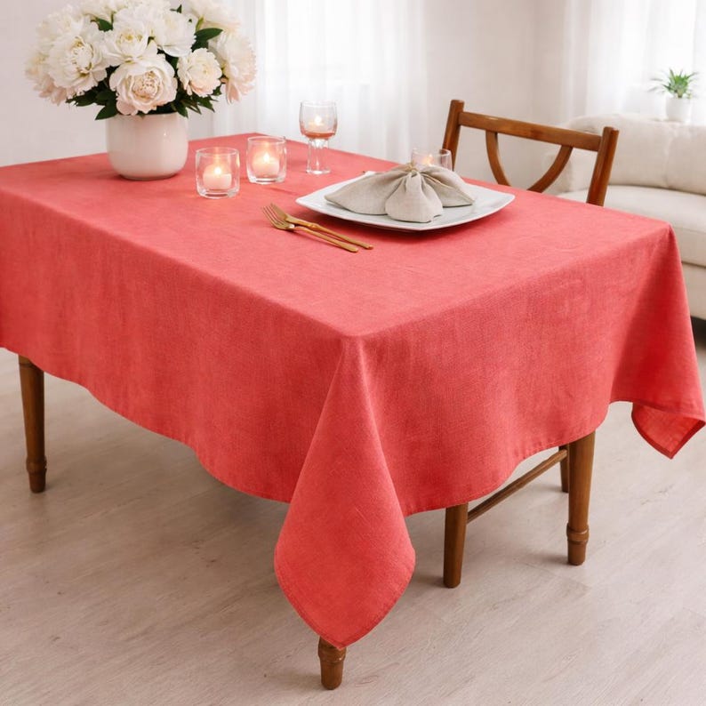 Sage Green Round Linen Tablecloth for Wedding, Washed Linen Table Cloth, 40 Colors, Rectangular Square Oval Round