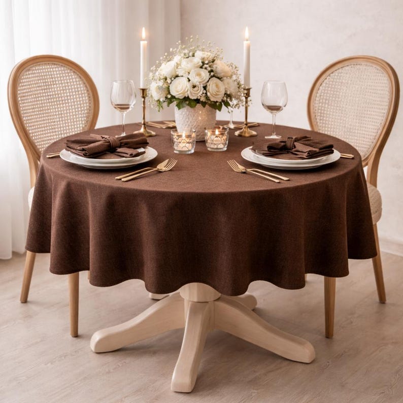 Sage Green Round Linen Tablecloth for Wedding, Washed Linen Table Cloth, 40 Colors, Rectangular Square Oval Round