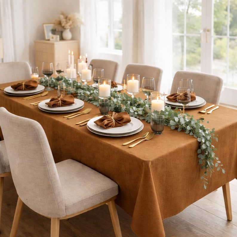 Sage Green Round Linen Tablecloth for Wedding, Washed Linen Table Cloth, 40 Colors, Rectangular Square Oval Round
