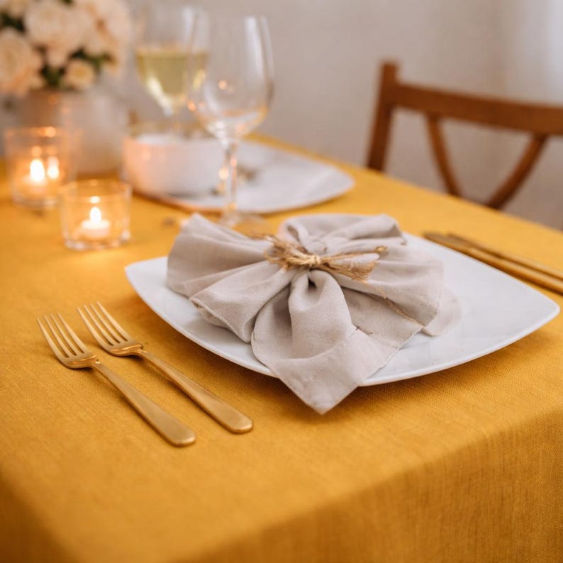 Washed Linen Tablecloth for Wedding and Farmhouse Dining Table Decor