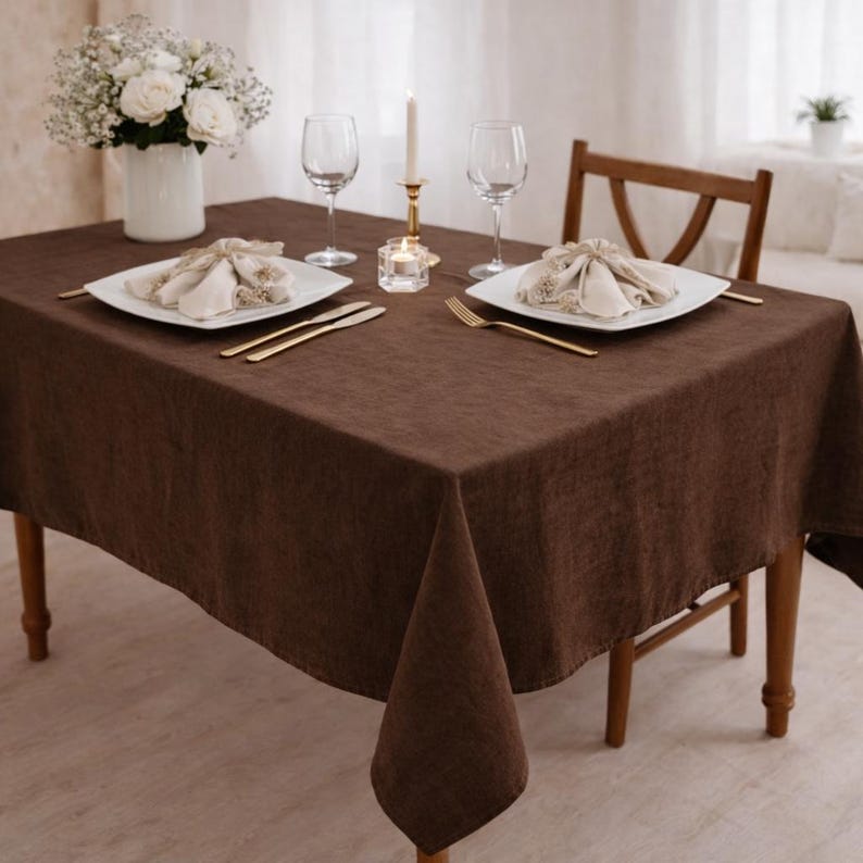 Washed Linen Tablecloth for Wedding and Farmhouse Dining Table Decor