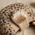 Handmade Wool Felt Leopard Print Tote Bag with Cat Paw Handles, 37x27 cm