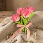 Handmade Needle Felted Wool Flower Bouquet - Forever Flowers for Vase Decor, Floral Gift