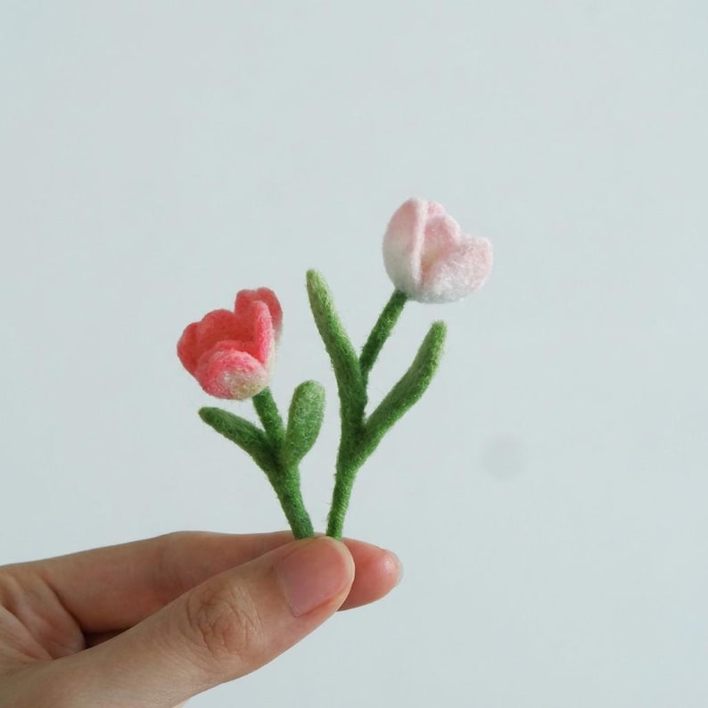 Handmade Needle Felted Wool Flower Bouquet - Forever Flowers for Vase Decor, Floral Gift