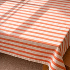 Striped Linen Tablecloth | Farmhouse Dining Table Cover | Rustic Cotton-Linen Table Linen for Rectangular Square Round Tables