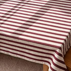 Striped Linen Tablecloth | Farmhouse Dining Table Cover | Rustic Cotton-Linen Table Linen for Rectangular Square Round Tables