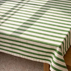 Striped Linen Tablecloth | Farmhouse Dining Table Cover | Rustic Cotton-Linen Table Linen for Rectangular Square Round Tables